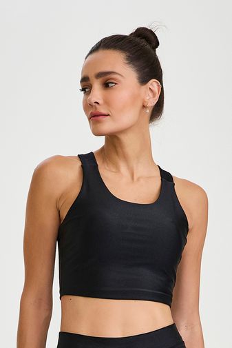 TOP CROPPED ATLANTA COM TEXTURA PRETO