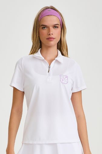 BLUSA PIQUET POLO ZIPER BRANCO