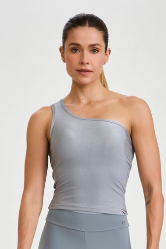 REGATA OMBRO ÚNICO CANELADA CINZA PLATINUM