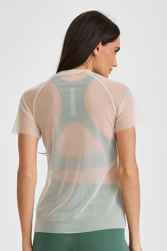 BLUSA DE TULE TRANSPASSADA OFF WHITE