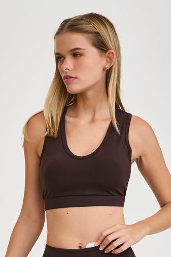 TOP NY DETALHE TRANÇADO MARROM COFFEE