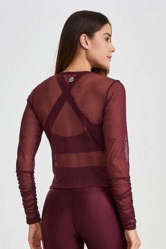 CASACO CROPPED DE TULE VINHO BAROLO