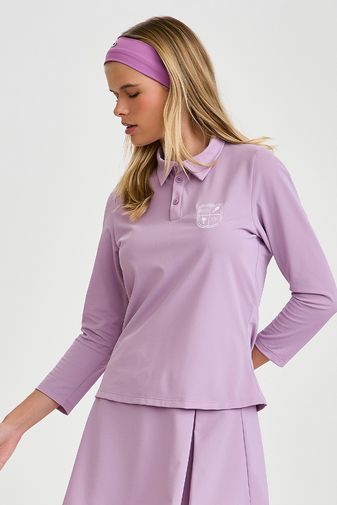 BLUSA PIQUET MANGA 3/4 LILÁS ORQUÍDEA