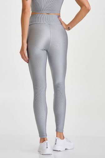 LEGGING CANELADA CÓS ASSIMÉTRICO CINZA PLATINUM