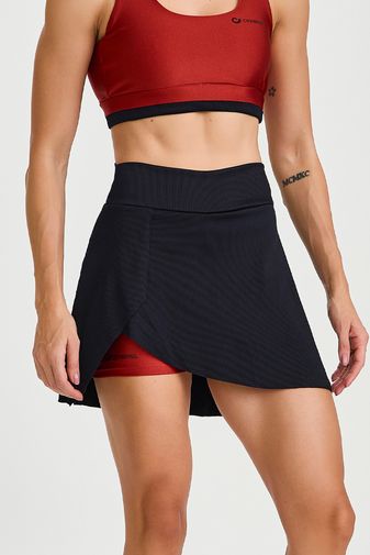 SHORT SAIA CANELADO COM BOLSO INTERNO PRETO