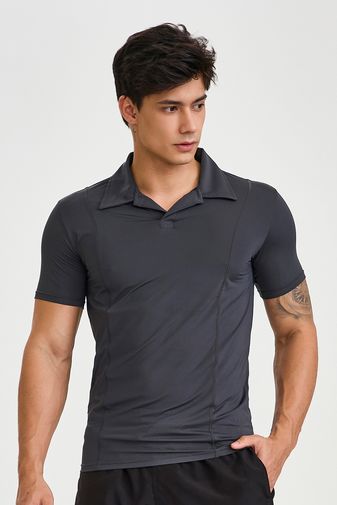 CAMISETA POLO MASCULINA SEM BOTÃO CINZA CARBOX